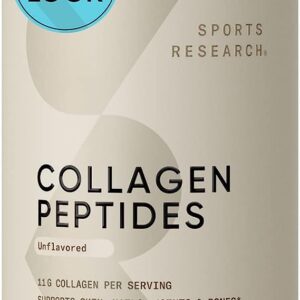 Sports Research Collagen Peptides - Hydrolyzed Type 1 & 3 Collagen Powder Protein Supplement for Healthy Skin, Nails, Bones & Joints - Easy Mixing Vital Nutrients & Proteins, Collagen for Women & Men