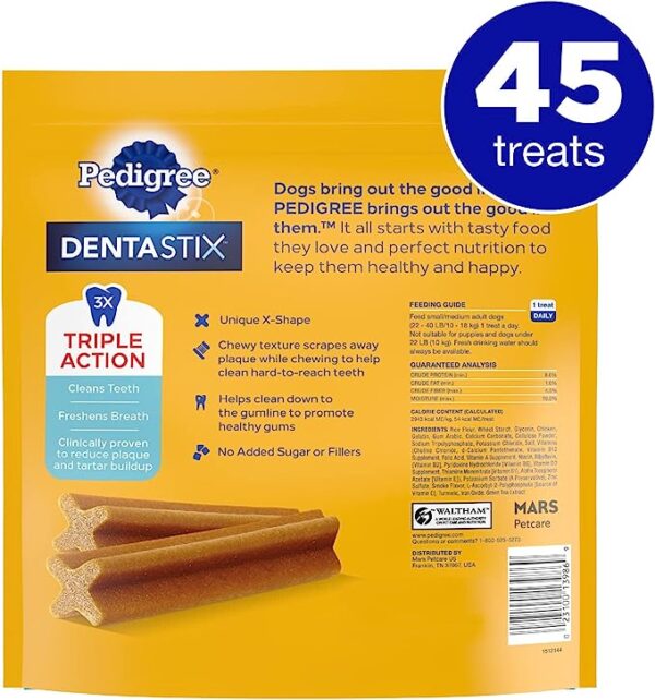 PEDIGREE DENTASTIX Small/Medium Dog Dental Treats Original Flavor Dental Bones, 1.57 lb. Value Pack (45 Treats) - Image 2