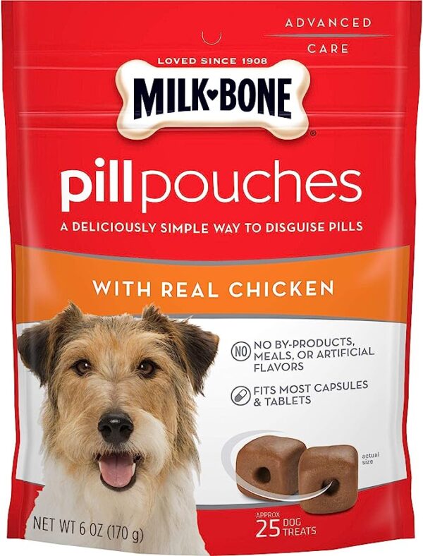 Milk-Bone Pill Pouches Dog Treats, Real Chicken Flavor, 6 Ounces (Pack of 5)