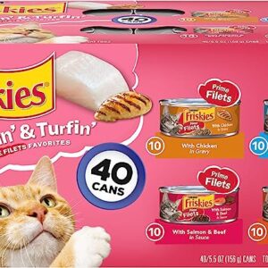 Purina Friskies Wet Cat Food Variety Pack, Surfin' & Turfin' Prime Filets Favorites - (40) 5.5 oz. Cans