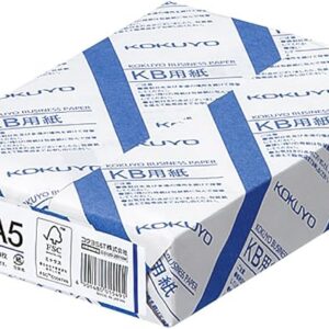 Kokuyo A5 KB Paper, Paper Thickness 0.09 mm, 64gsm, 80 Bright (ISO), 500 Sheets, FSC Certified, Japan Import (KB-30N)
